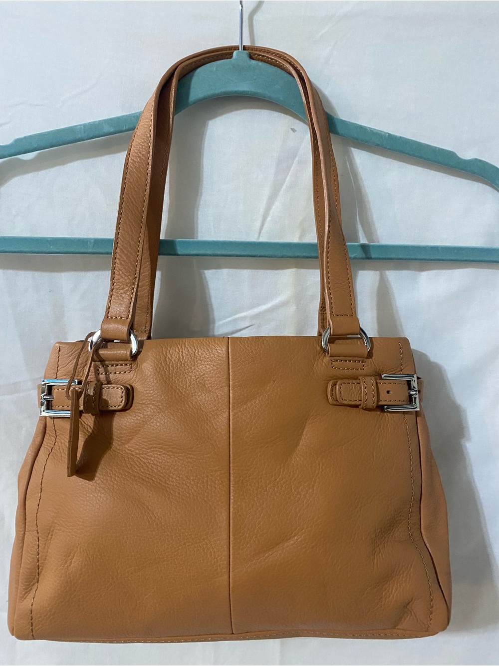 Vintage Y2K Bath & Body Works Genuine Leather Tan Satchel Shoulder Bag Purse